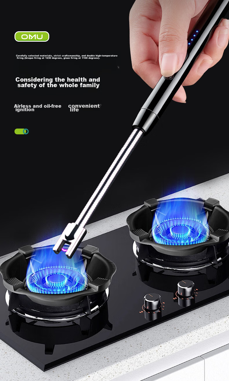 AOmeiyou Igniter, Pulse Ignition Device, Gas Stove Lighter, Coal Gas Stove Ignition Stick, Long-Handled Camping Picnic Rechargeable Model 2