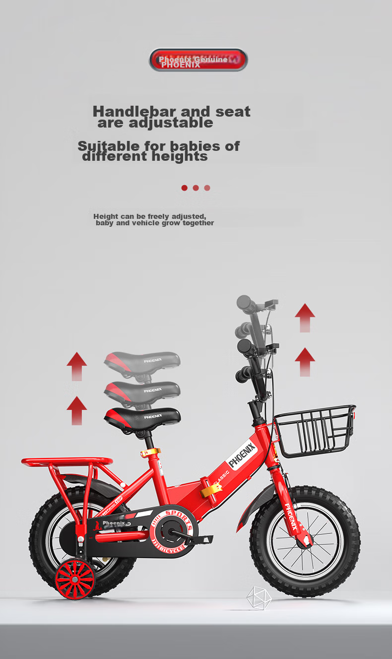 Phoenix Children's Bicycle, Baby Pedal Bike, Foldable Bicycle for Kids 3-8 Years Old, China Red, 18 Inches 5