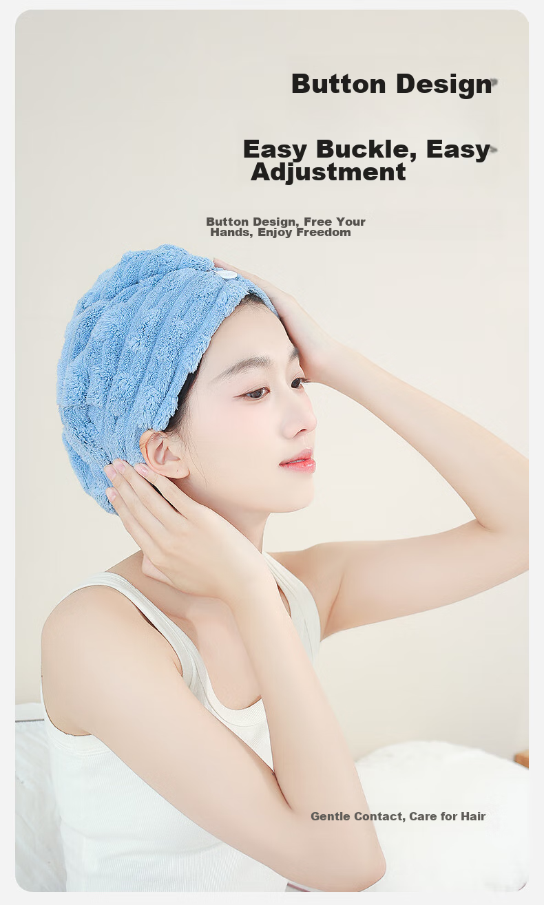 MINISO Hair Drying Cap, 5A Antibacterial, Absorbent, Quick-Drying, Hair Towel, Head Wrap, Shower Cap, Hair Drying Towel, Blue 6