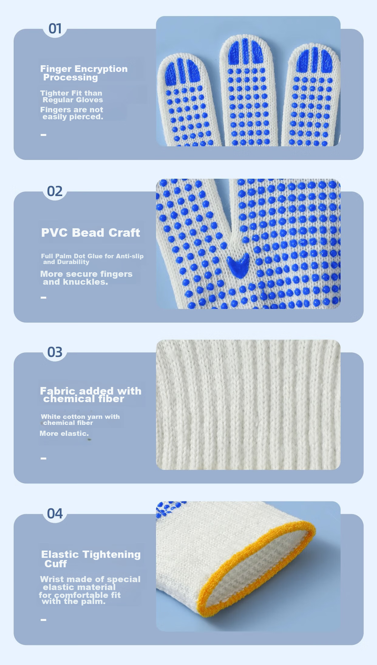 Qianjiadi Work Gloves, Protective Gloves, Non-Slip, Dotted Glue, Wear-Resistant, Threaded Gloves, Thickened Dotted Glue Gloves for Construction Sites, Work Gloves for Men And Women, 12 Pairs 4