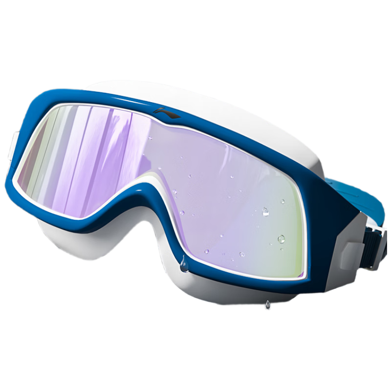 Li-Ning Swimming Goggles, Large Frame, Non-Prescription, High Definition, Waterproof, Anti-Fog, Swimming Glasses for Men And Women, Coated Lenses, Diving Equipment, 272-3 Navy Blue