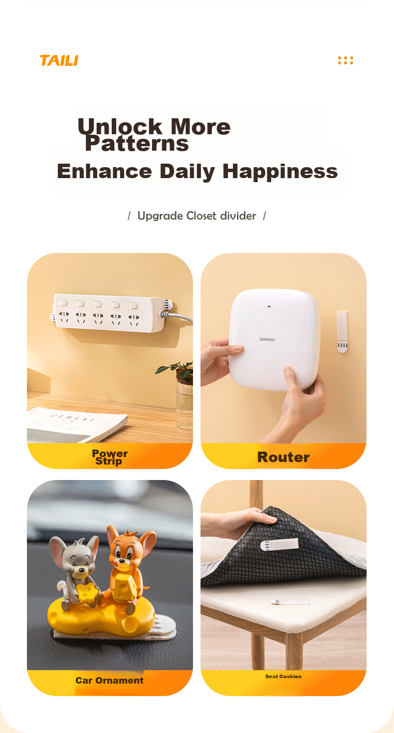 Taili Magic Hook Frameless Photo Hanging System, No Nails Required, Detachable, No Drilling Needed, Large Size, 5 Sets for Photo Wall 6
