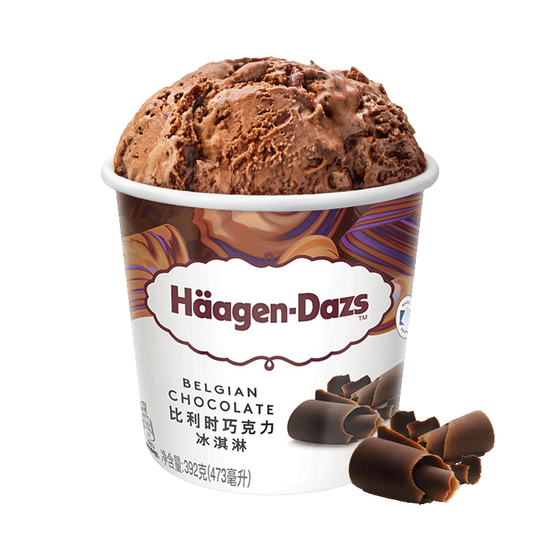 哈根达斯（Haagen-Dazs）比利时巧克力口味大桶冰淇淋473ml 家庭装 雪糕