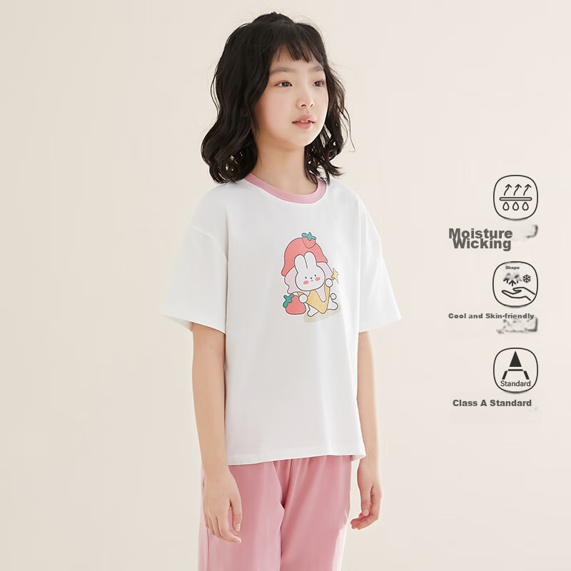Hodo Children's Cotton Pajamas Home Wear Set for Boys And Girls, Summer Thin Air Conditioning Clothes, Moisture-Wicking, Size 3250, 110