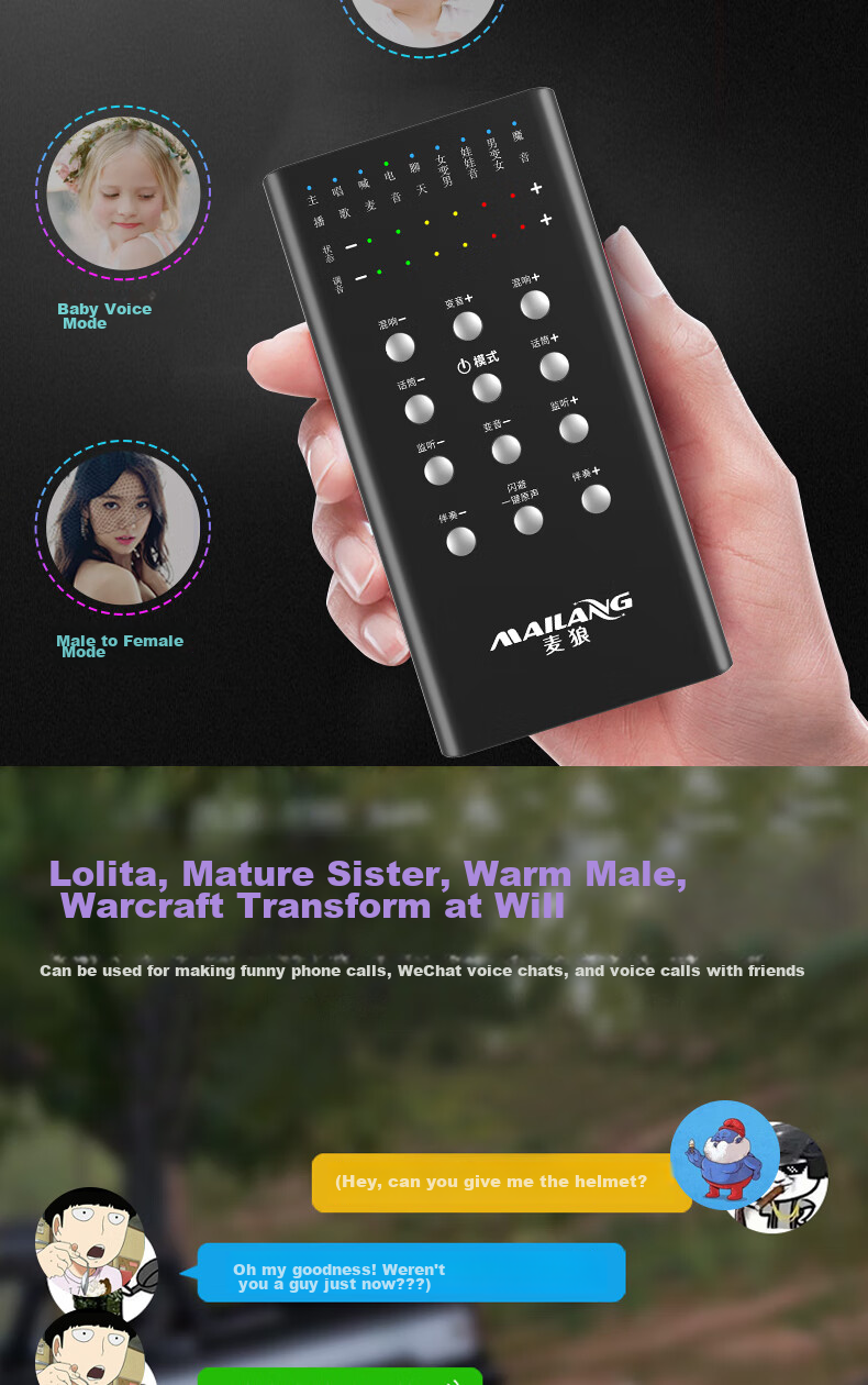 Mailang (Malau) S3 Voice Changer [Universal Version], Mobile Real-Time Voice Transformer for Male to Female And Male to Male, Live Streaming Karaoke Sound Card, Voice Call Computer Gaming Voice Modulator 3