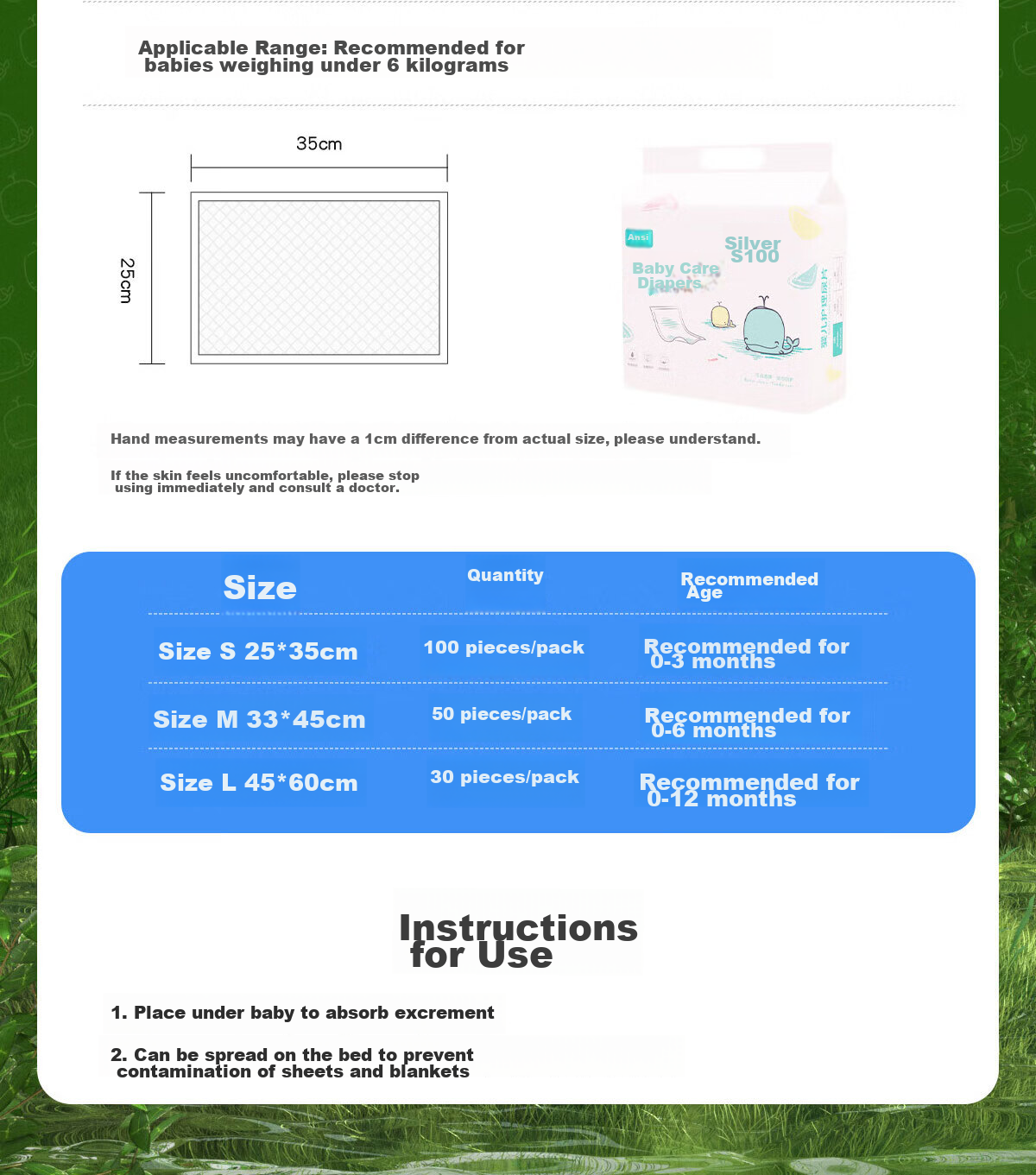 Ankexin Disposable Baby Changing Pads, 100 Pieces, Newborn Care Mats, Baby Bed Sheets, Urine And Dirt Barrier, Small Size 25*35cm 17