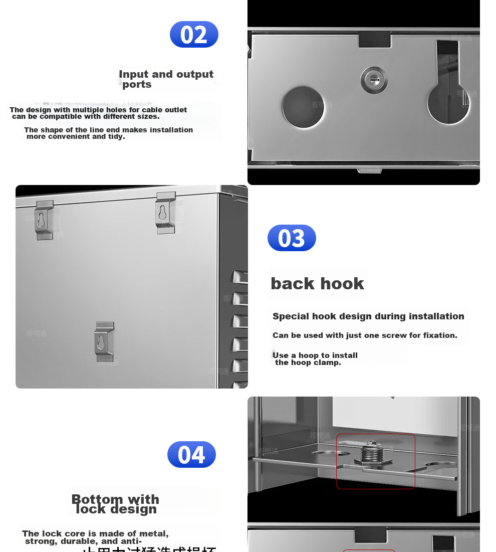 COMPCCTV Stainless Steel Waterproof Box, Outdoor Power Distribution Box, Outdoor Rainproof Equipment Case, 180*135*65 9
