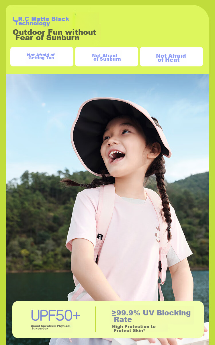 Beneunder Children's Sun Protection Hat Sunshade Cap Open Top Hat Unisex Kids Black Coated Shell Hat BM552 Assorted Gummies 50-54cm 14