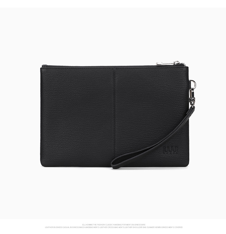 ELLE HOMME Business Boutique Same Style Clutch Bag, Men's Top-Grain Leather Handbag, Tiger Head Embroidery Large Capacity Casual Handbag Envelope Bag EB058701401 Black, Birthday Gift for Boyfriend 11