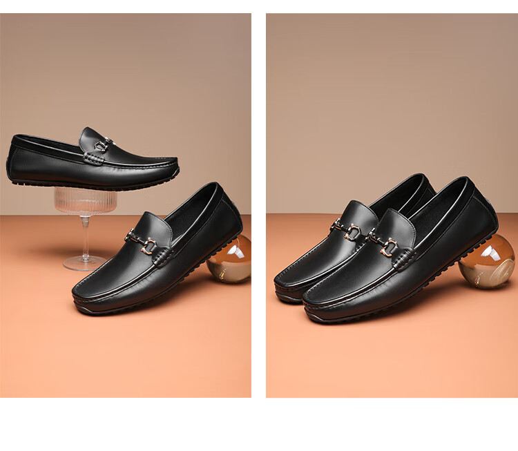 Goldlion Men's Loafers, Slip-On Shoes, Lightweight And Comfortable, Business Casual Shoes, G567310469AAB, Black, Size 41 16