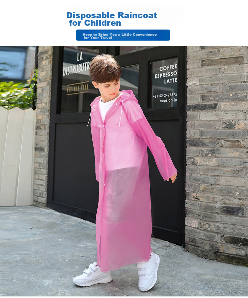 BWNK Children's Raincoat with Large Backpack Space, Disposable Portable Raincoat for Boys And Girls, Extended Full-Body Student Poncho, 4XL 1