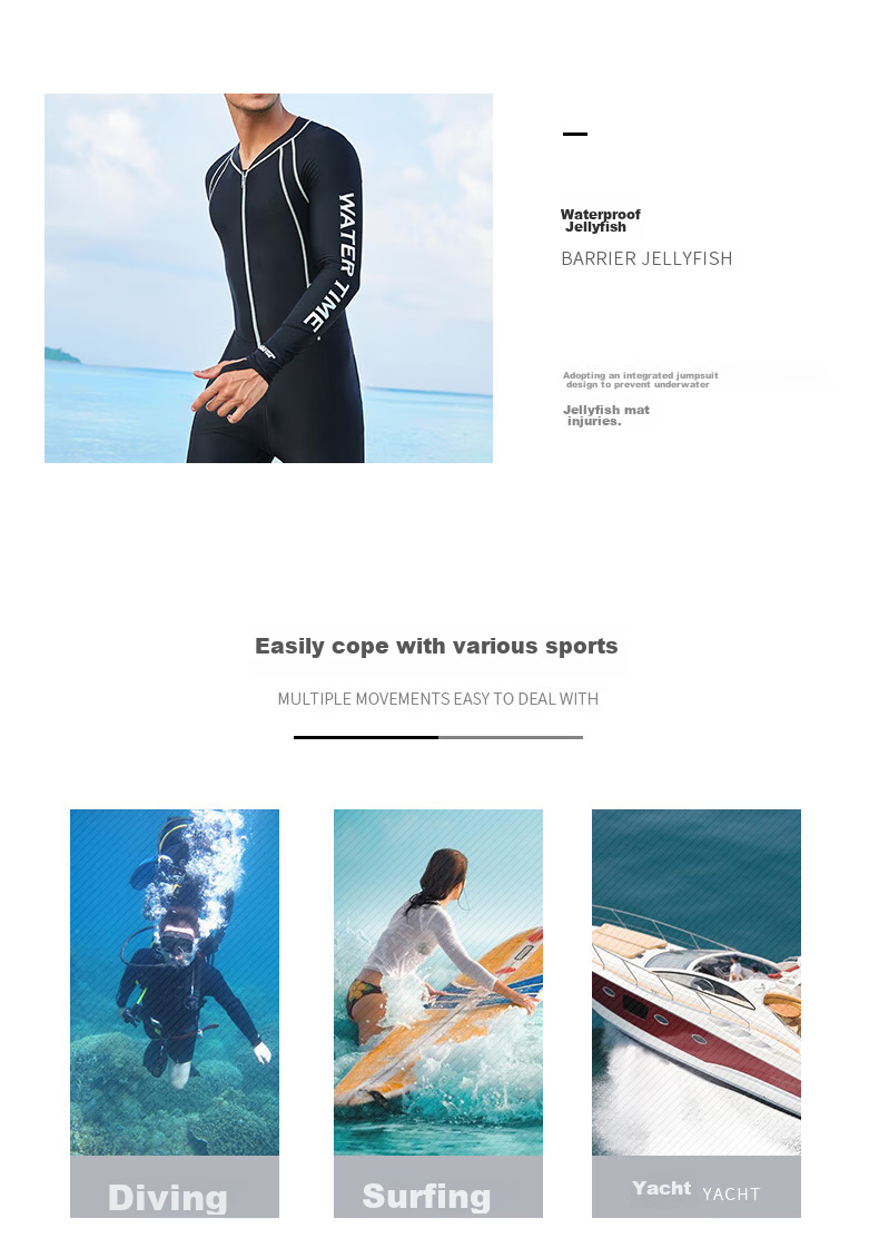 WATERTIME / Shuichuan Diving Suit, Men's Wetsuit, Snorkeling Suit, One-Piece Surfing Snorkeling Suit, Long-Sleeve Swimwear 5