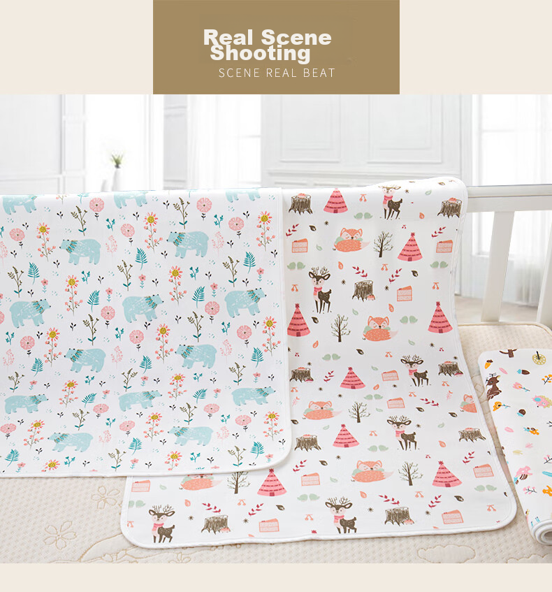 AIBEDILA Washable Waterproof Pure Cotton Breathable Baby Diaper Pad, Extra Large Menstrual Pad for Newborns And Infants, 100*150cm Dinosaur Desig 13