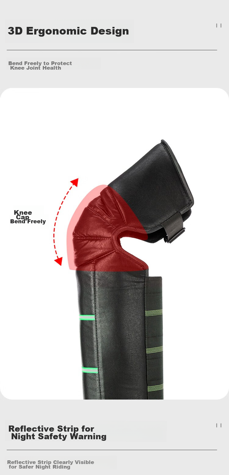 BWNK Winter Motorcycle Thick Knee Pads, Electric Scooter Warm Knee Guards, Battery-Powered Vehicle Leg Protectors, Long Style 7