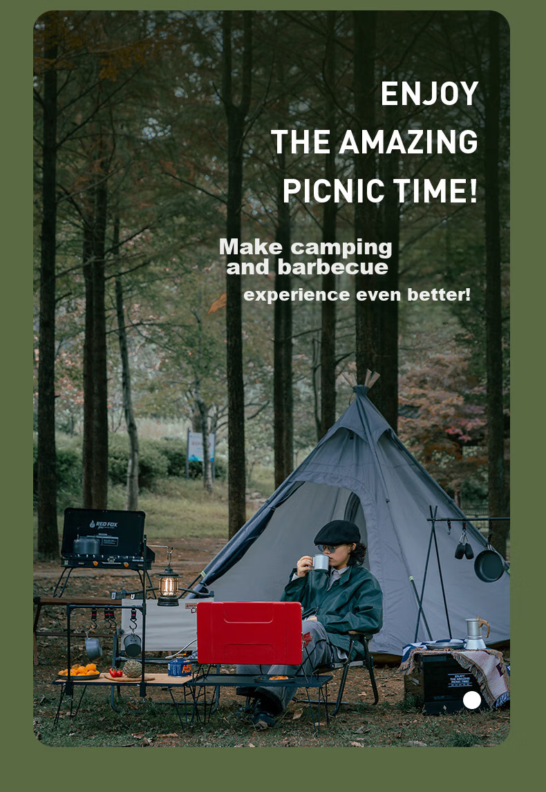 E-Rover Camping Picnic RV Table, Self-Driving Tour Barbecue Equipment, Grill Stove, Grid Table Storage Bag 9