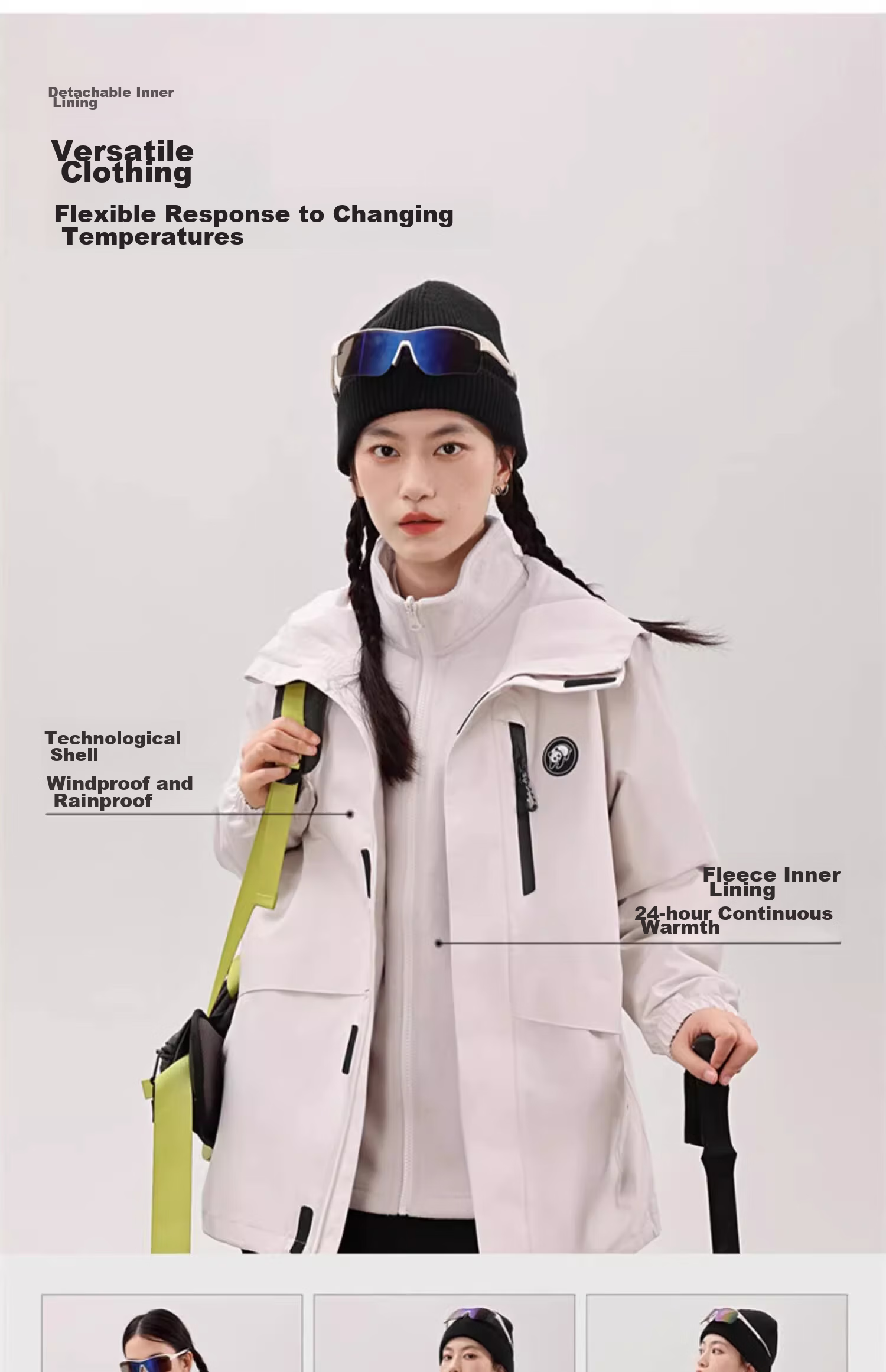 CAMEL Panda Three-In Outdoor Waterproof And Windproof Jacket for Men And Women, Autumn And Winter Hiking And Mountaineering Coat 1641 16
