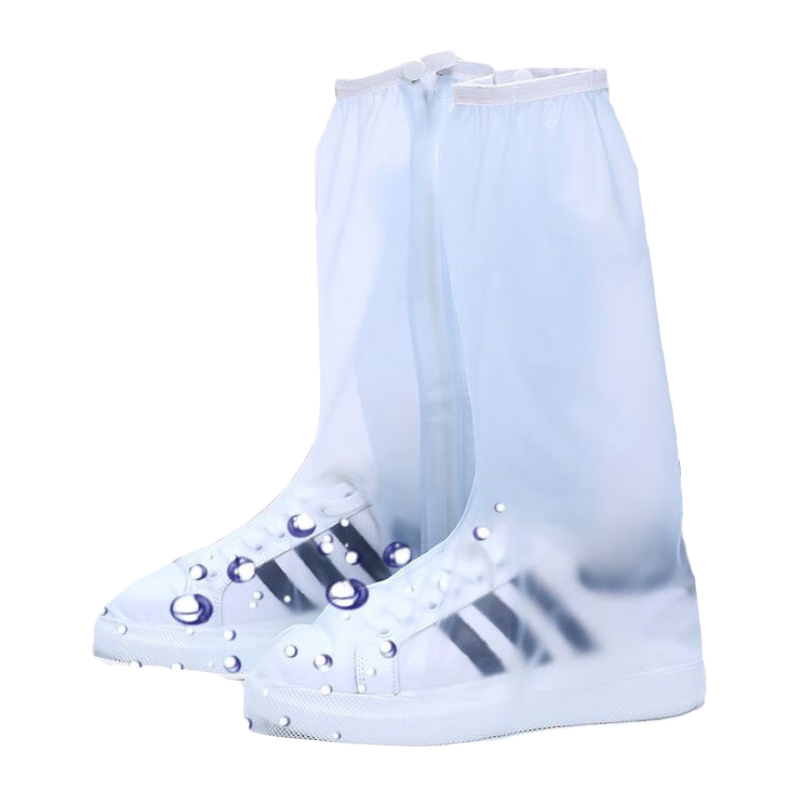 JAJALIN Tall Waterproof Shoe Covers for Men And Women Students, Cycling Snow Protection Thickened Wear-Resistant Children's Shoe Covers Transparent White XL Size