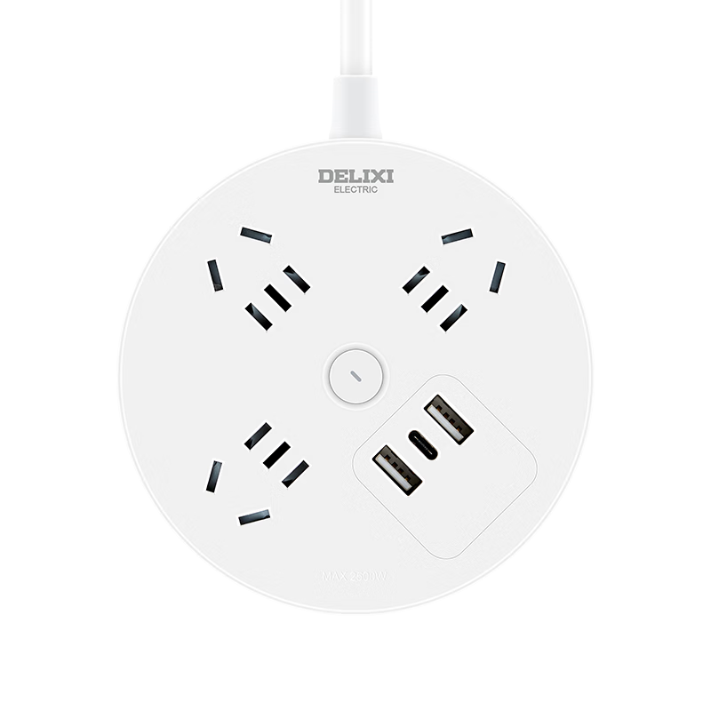 DELIXI 12W Fast Charging Socket/power Strip/extension Cord/USB/TYPE-C Round Socket, Total Length 3 Meters, Master Switch