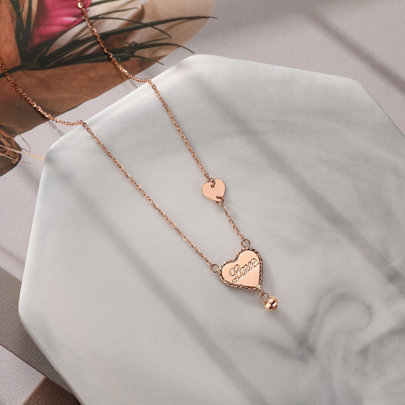 情人节礼物潮宏基chjjewellery爱心字牌18k金玫瑰金彩金项链女款xqk