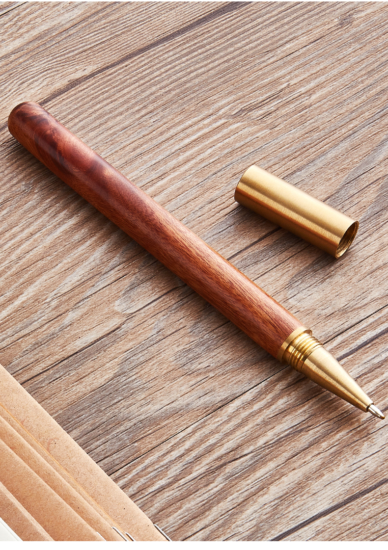 Liupintang Writing Golden Pen Sandalwood Signature Practice Calligraphy Pen Specialized Sutra Copying Pen Original Rosewood Golden Copper Gel Pen Refill Slimming Cultivation Calligraphy Hard Pen Tracing Sutra Gold Pe 11