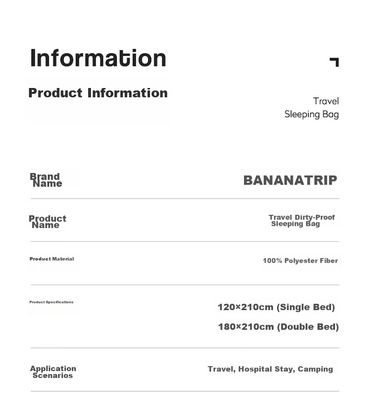 BANANA TRIP Hotel Anti-Dirt Sleeping Bag, Travel Accommodation, Portable Integrated Sleeping Bag, Bedding, Double Size, Gray 13