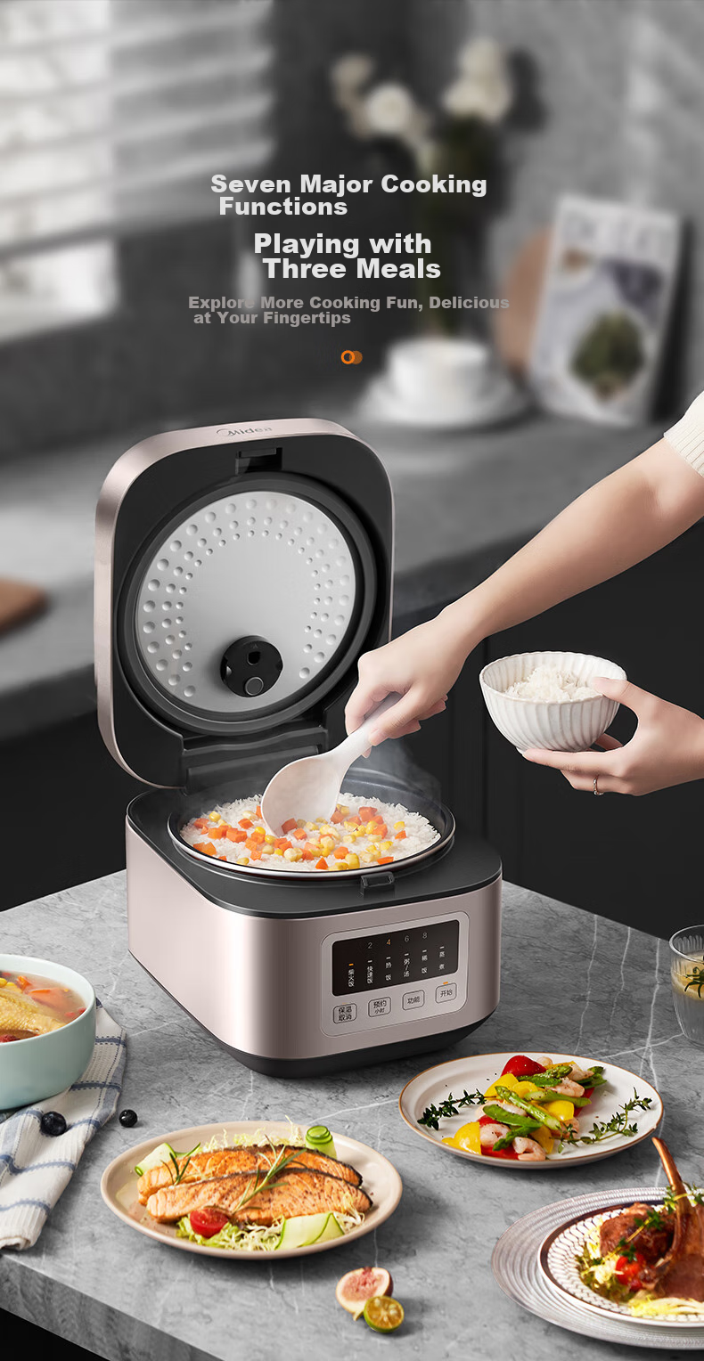 Midea 5L Rice Cooker, Five-Layer Energy-Focusing Pot, Seven Major Functions, Menu, 8H Intelligent Reservation, Metal Brushed Exterior, Rice Cooker MB-AFB5052R [ZMD Peace of Mind Series] 6