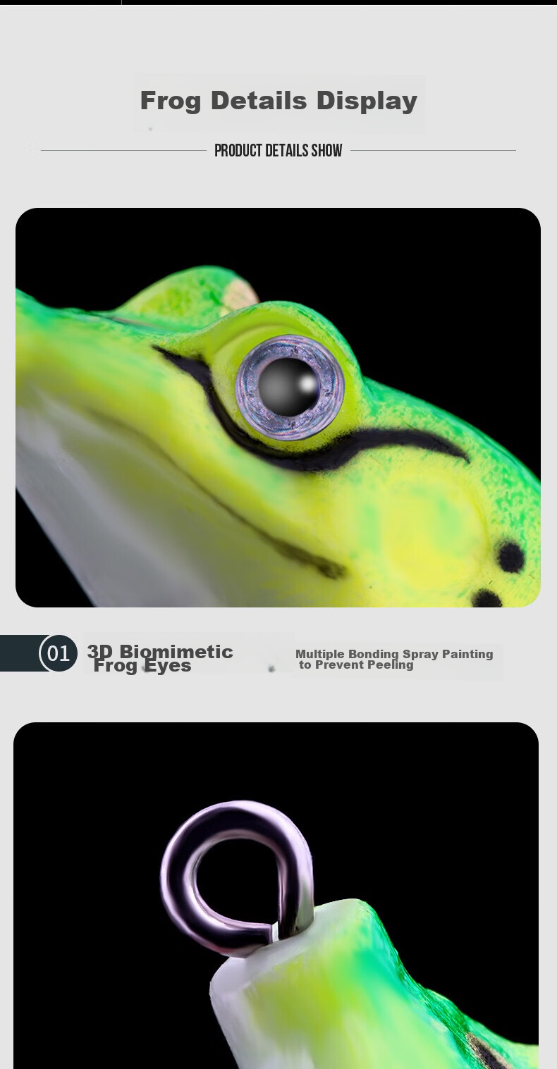 Feimiao Leiwala Lure Bait Set of Three (Large, Medium, And Small) Long-Casting Bionic Frog Lure for Targeting Black Fish, Specialized Artificial Bait 7