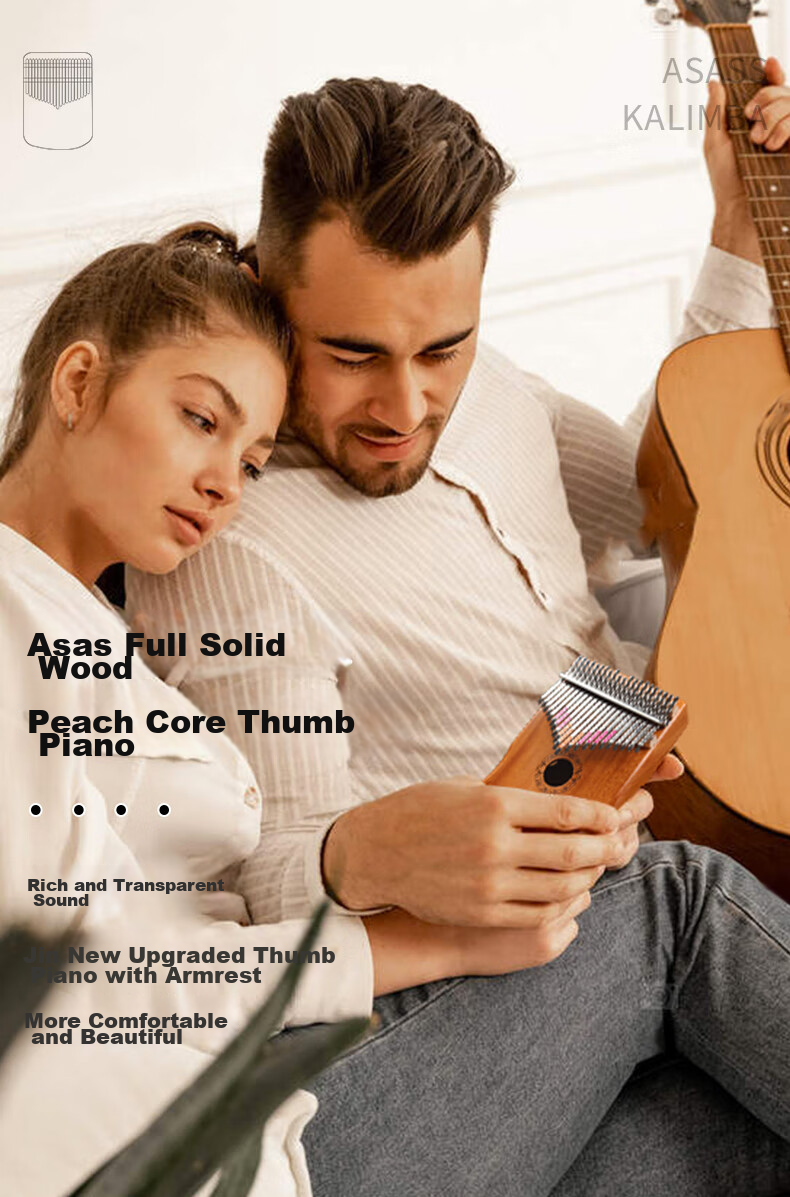 Asasi 21-Key Kalimba Thumb Piano for Adults And Children, Beginner Finger Piano Gift Portable Musical Instrument Peach Electric Case Model 1