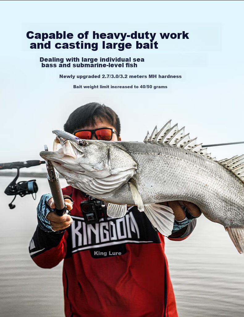 Guowangluya Lure Rod Long Casting Big Guide Ring Lure Rod Single Rod Long Size Big Fish Rod for Topmouth Culter And Sea Bream 2.28MC 4