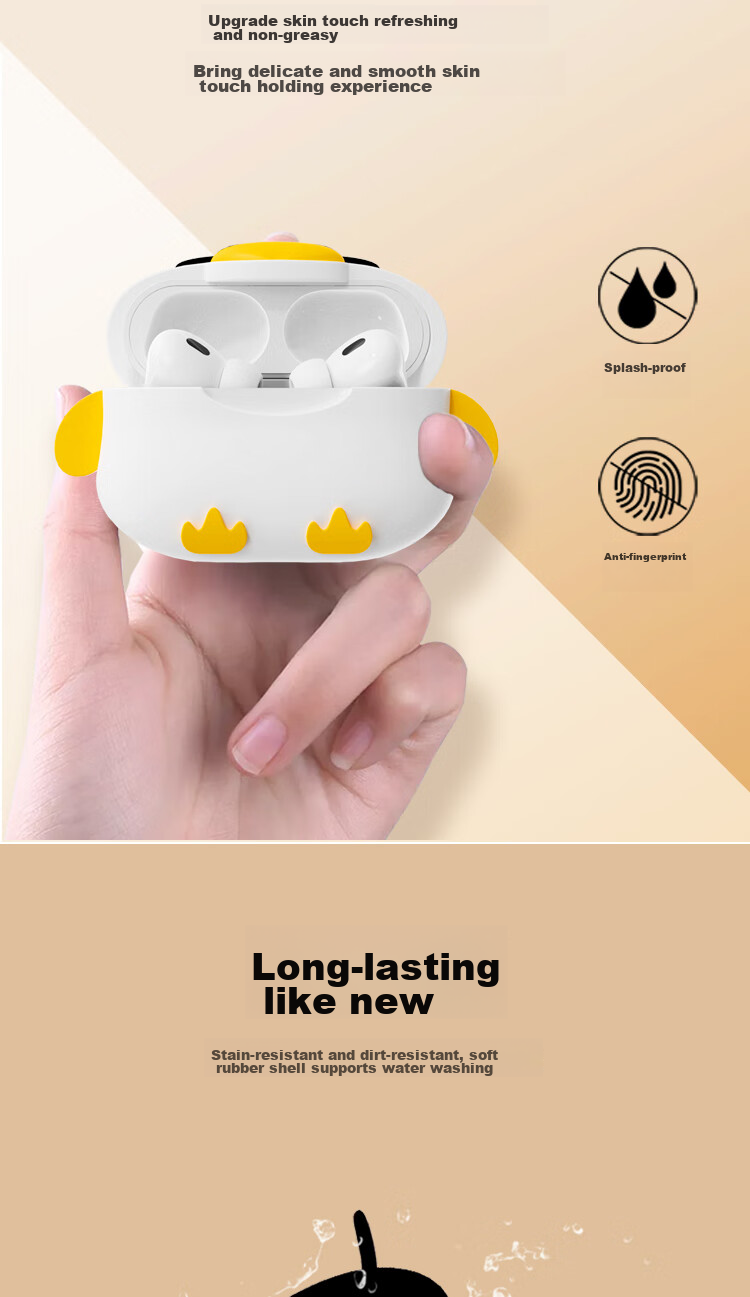 Aolang Compatible AirPods Pro Second Generation Protective Case, Silicone Cover for Apple Pro 1/2 Wireless Bluetooth Earphones, Trendy Creative Storage Box, Cute White Jazz Duck Desig 6