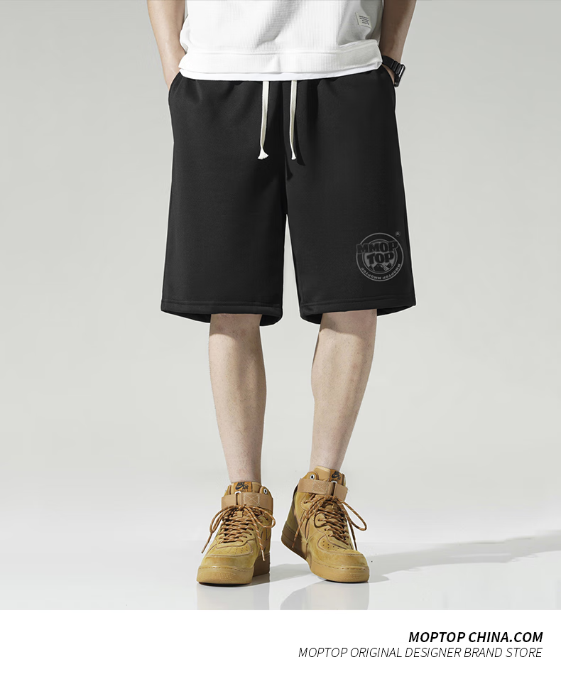 MMOPTOP Japanese-Style Knee-Length Shorts, Men's Summer Trendy Printed Loose Casual Comfortable Sports Shorts, HYJ01 Apricot Color, 3XL 3