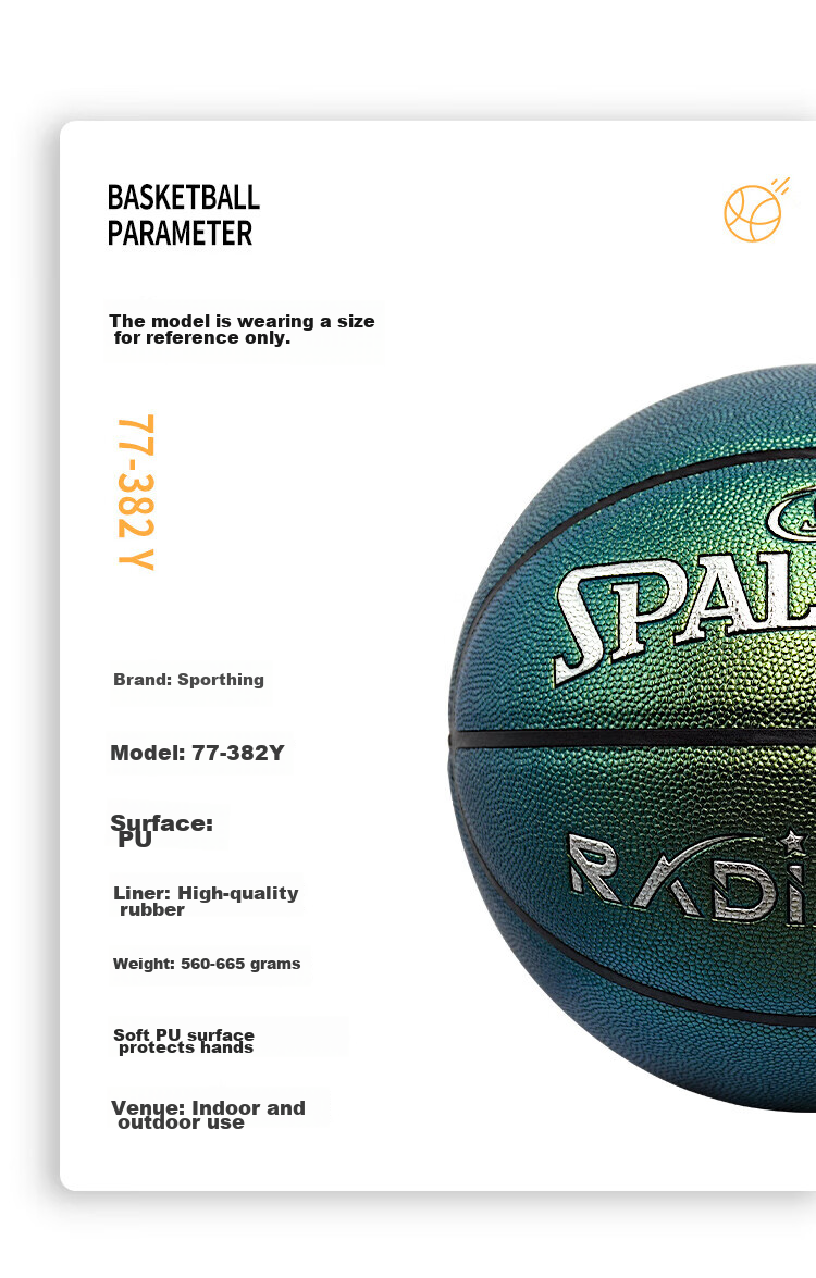 SPALDING Basketball, Size 7, Pearlescent Deep Green Series, Indoor/outdoor Use, PU Basketball, 77-382Y 8