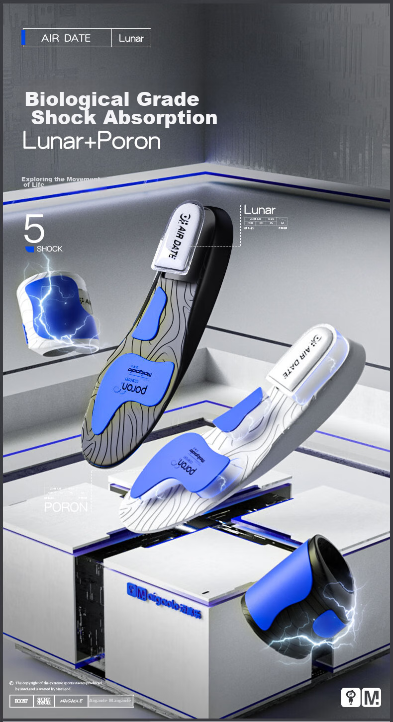 Maigaole Luna Air Cushion ZOOM Player Edition Basketball Shoe Insoles, High-Elasticity Shock-Absorbing, Thickened Sports Air-date 37-38 1
