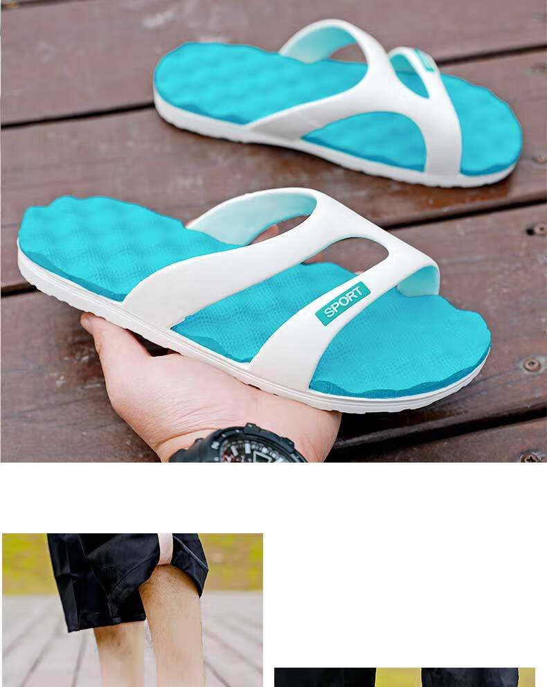 Huameijianbu Flip-Flops for Couples, Indoor And Outdoor Simple Lightweight Soft Elastic Beach Sandals, HM219 Light Blue Size 35-36 13