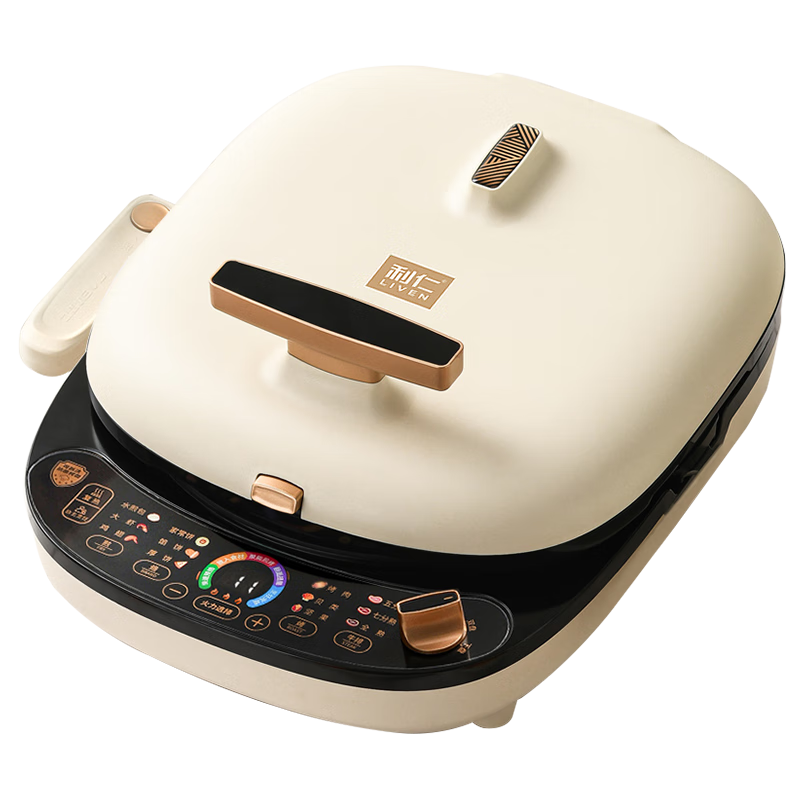 Liven Electric Griddle with Titanium Antibacterial, Household Use, 36mm Ultra-Deep Upper And Lower Plates, Detachable Cleaning, Pancake Maker, Double-Sided Heating, Sandwich Breakfast Machine LR-D3027S (Upgraded Version)