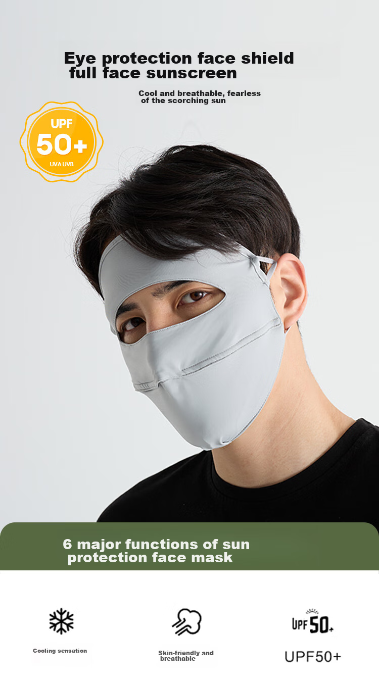 Move Iron Sun Protection Face Mask for Women, Summer UV Protection, Cool Ice Silk Full Face Breathable Lightweight Mask, Black 1