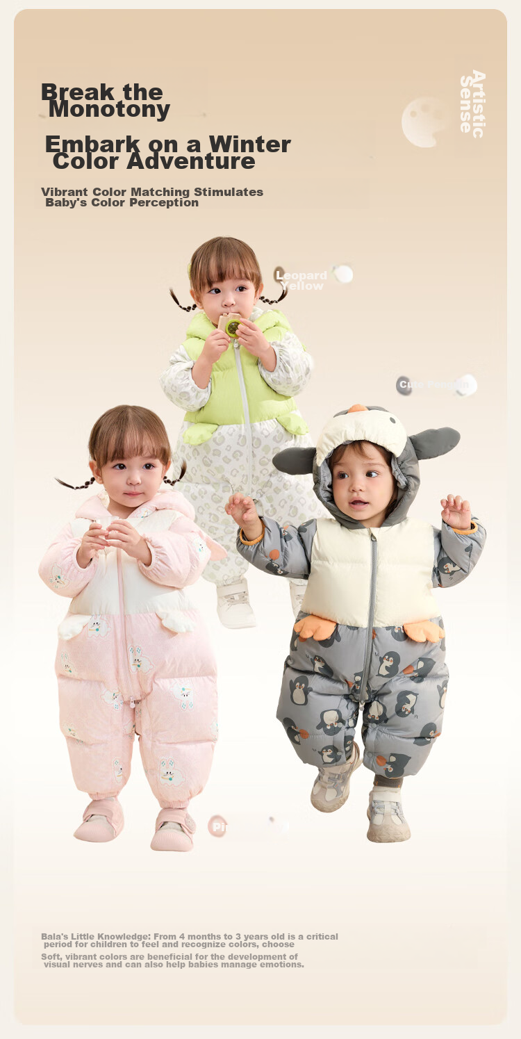 BALABALA Children's Clothing, Baby down Jacket Onesie, New Winter Outfit for Infants, Thickened Warm Romper, Cute Desig 7