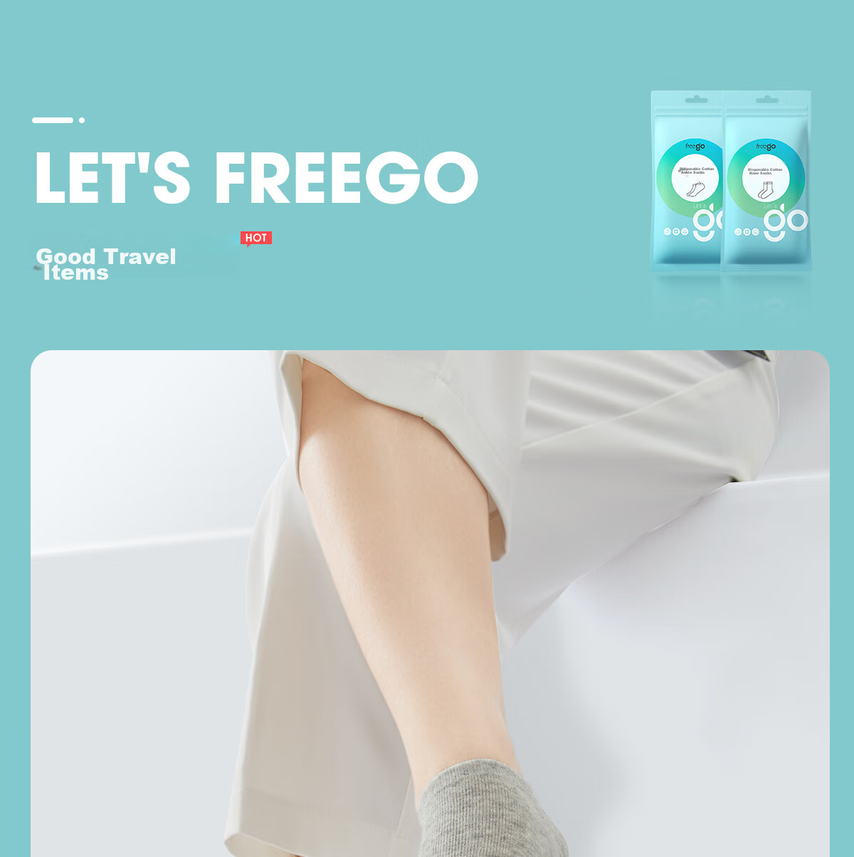 Freego Disposable Short Socks for Men And Women, Travel All-Season Cotton Socks, Sweat-Absorbing Breathable Sports Socks, No-Wash Daily Disposable Portable, 4 Pairs Per Pack 26