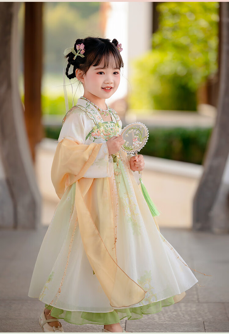 Menghu Qinglai Girls' Spring And Autumn Ancient Style Ethereal Ru Skirt, Oriental Minimalist Luxury Style, Light Green (Without Waist Chain), Size 100 24