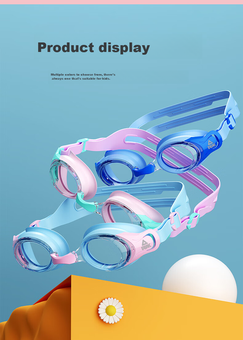 PEAK Children's Swimming Goggles with Clear Lenses for Boys And Girls, Professional High-Definition Anti-Fog Waterproof Comfortable Swimming Glasses Underwater Equipment in Blue And Orange 8