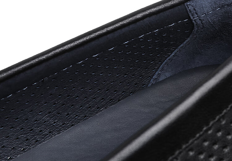 Goldlion Men's Shoes, Breathable Perforated Business Casual Shoes, Hollow Driving Shoes, 567820080ALD, Black, Size 37 17