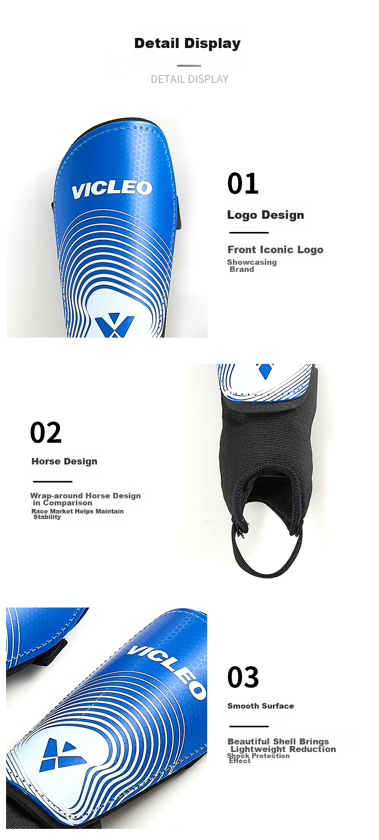 VICLeO Soccer Shin Guards for Children, Football Protective Gear, One Pair V821218 Size S (Straps + Ankle Support) 3