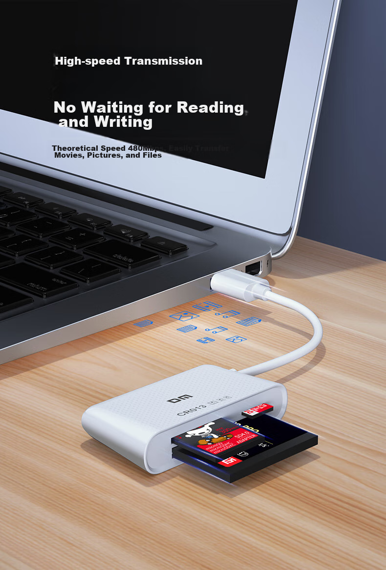 DM Daimai USB2.0 Multifunctional Three-In Card Reader, 15cm, Supports TF/SD/CF And Other Memory Cards for Dash Cam, Phone Card, Camera Storage Memory Card, CR013 3