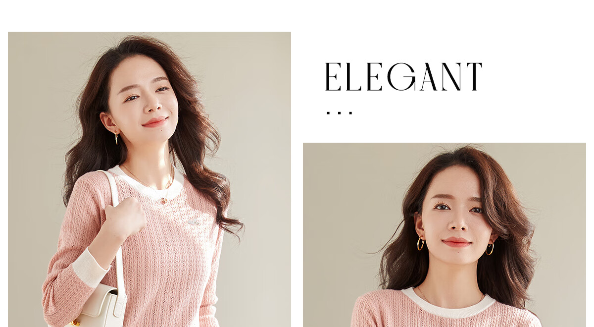 She Enjoy Women's Knitwear Round Neck Thin Sweater Lightweight Knit Top Spring Autumn Versatile Color-Block Collar T53Z155 18