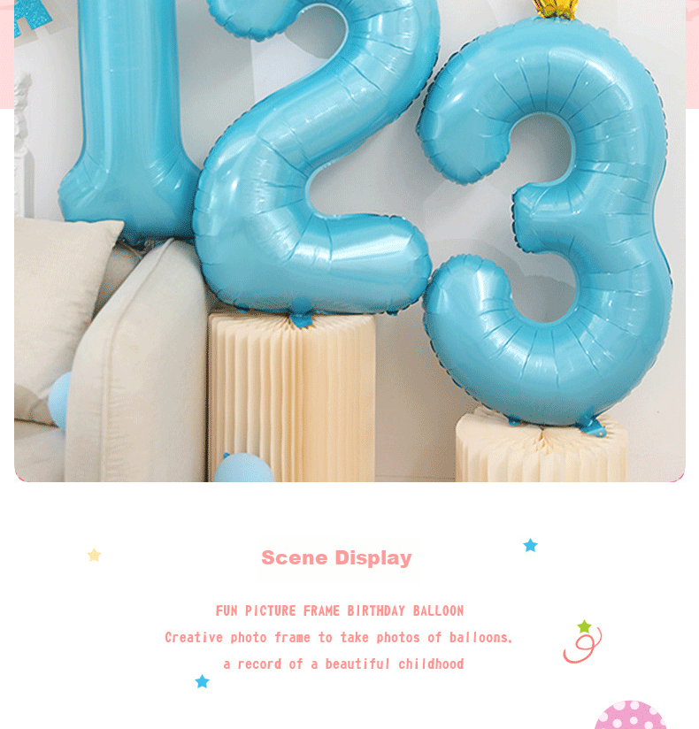 Ounizi Birthday Scene Decoration, Girl's Birthday Props, Atmosphere, Boy's Party Decorations, Happy Birthday, Pink Number Balloons 1 6