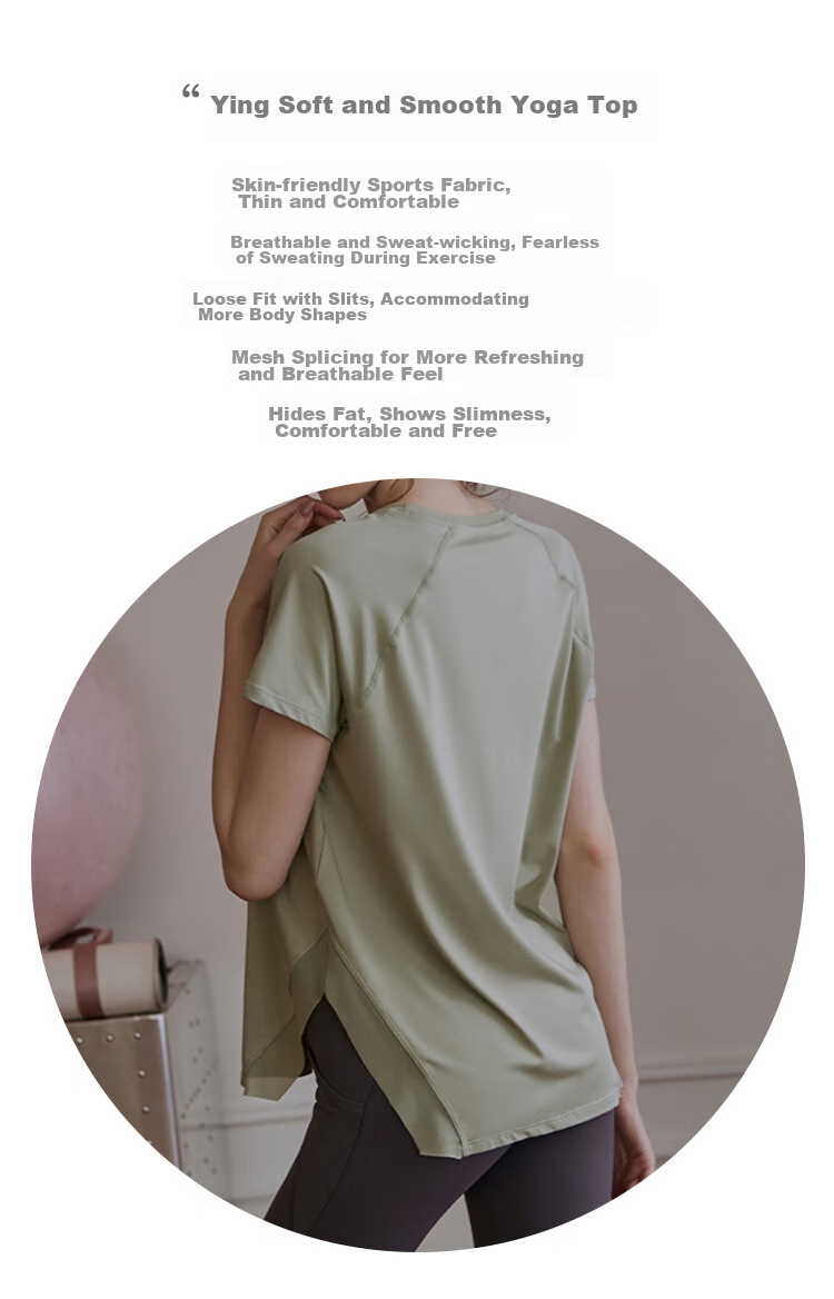 XUEXIMAN Yoga Top for Women, Loose-Fitting Sports Short-Sleeve T-Shirt, Quick-Drying Breathable Professional Yoga Fitness Pilates Top 2