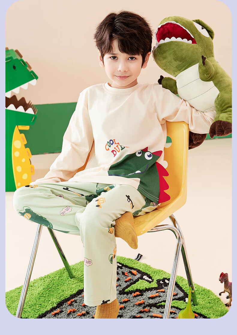 Fenteng Children's Pajamas for Boys, Pure Cotton Spring Season Sleepwear for Older Boys, Wearable Outside, Boys' Loungewear Q9X24790048 31