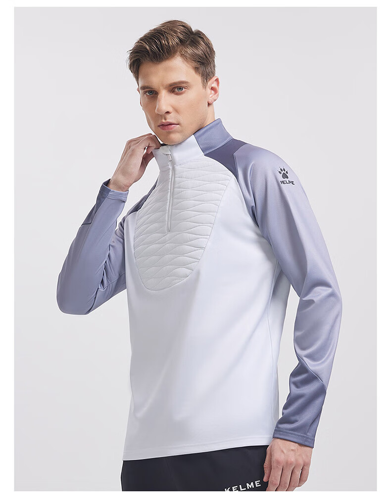 KELME Pullover Sweatshirt for Men, New Autumn Football Training Shirt, Running Hoodie with Half-Zip, Cotton-Lined Top, White, XL 10