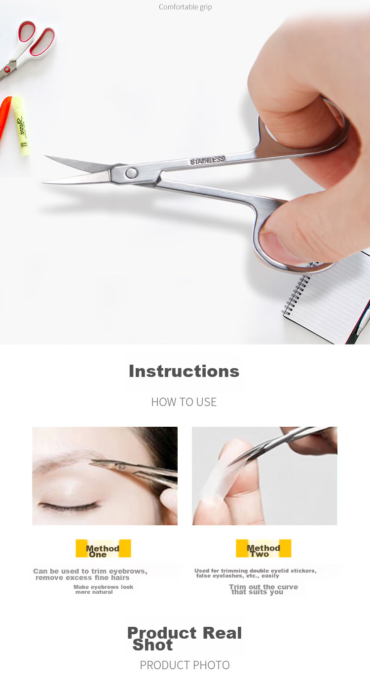 UPLUS Stainless Steel Eyebrow Trimmer, Small Scissors, Makeup Scissors, Curved Tip Eyebrow Trimmer, Beauty Scissors, Eyebrow Shaper 5