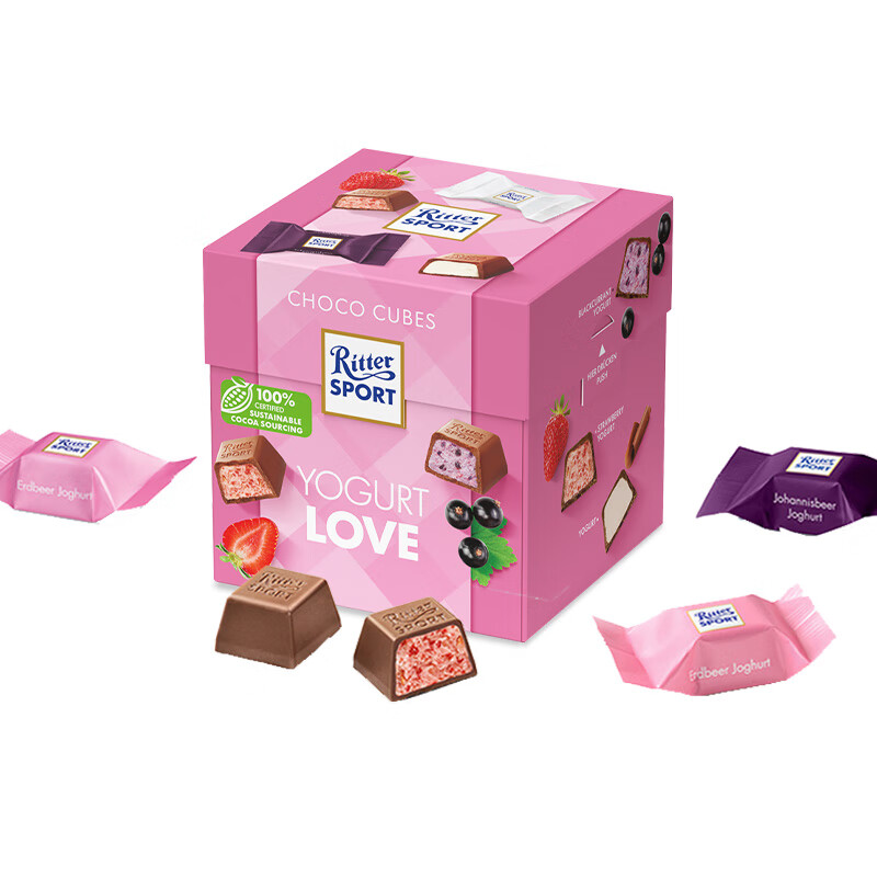 瑞特滋（RITTER SPORT）什锦酸奶味夹心牛奶巧克力 176g 休闲零食糖果节日礼物送男女友